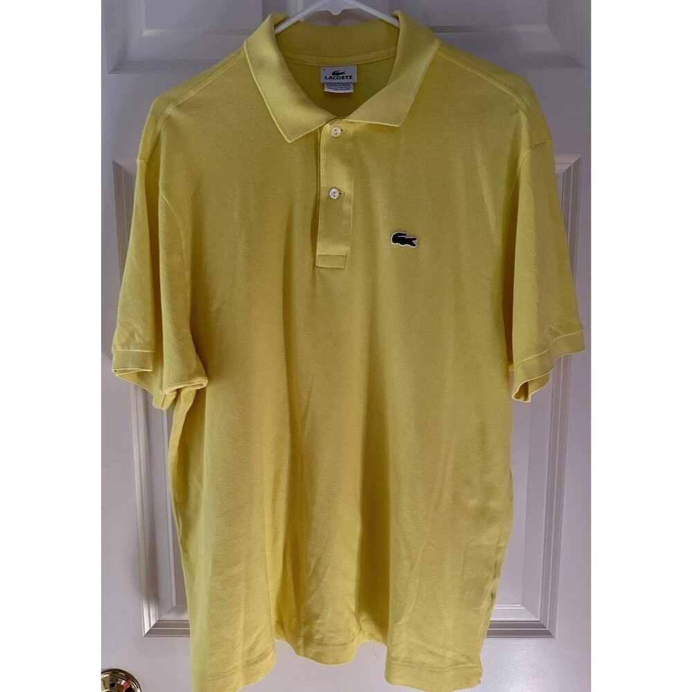 Lacoste Mens Polo Shirt Size 7 Bright Yellow 100% Cotton Classic Short Sleeve